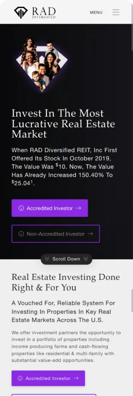 Mobile View of Raddiversified.com