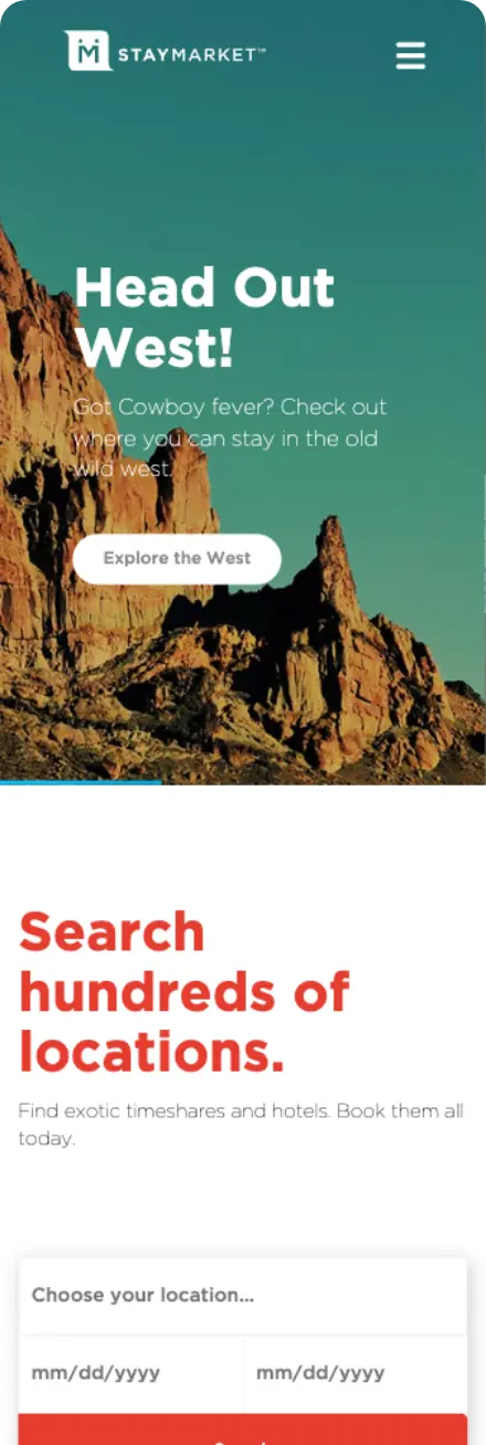 Mobile View of Staymarket.com